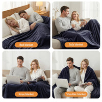 Giselle Electric Throw Rug Double Size 200x180cm Coral Fleece Heated Blanket Charcoal