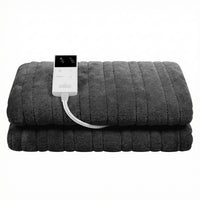 Giselle Electric Throw Rug Double Size 200x180cm Coral Fleece Heated Blanket Grey