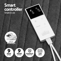 Giselle Electric Throw Rug Double Size 200x180cm Coral Fleece Heated Blanket Grey