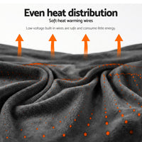 Giselle Electric Throw Rug Double Size 200x180cm Coral Fleece Heated Blanket Grey