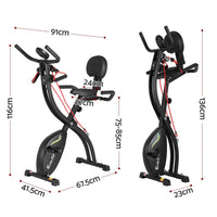 Everfit Folding Exercise Bike Magnetic X-Bike Indoor Cycling Resistance Rope