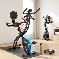 Everfit Folding Exercise Bike Magnetic X-Bike Indoor Cycling Resistance Rope