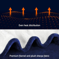 Giselle Electric Throw Rug Heated Blanket Washable Snuggle Flannel Winter Navy