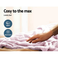 Giselle Electric Throw Rug Heated Blanket Fleece Pink