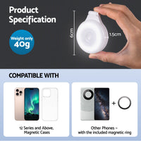 Devanti Magnetic Selfie Light Foldable LED Ring Fill Phone Light CRI95 White