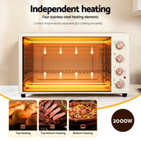 Devanti 60L Convection Oven Electric Fryer Ovens 2000W Cream