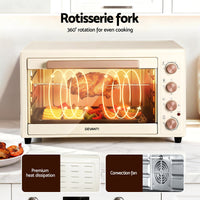 Devanti 60L Convection Oven Electric Fryer Ovens 2000W Cream