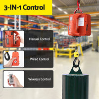 Electric Hoist Winch 500KG Wired/Wireless Remote Control