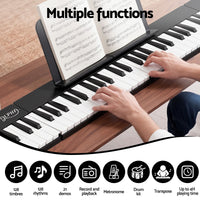 Alpha 88 Key Quad Folding Electronic Keyboard Digital Piano Portable MIDI Bluetooth Black