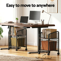 Artiss Mobile File Cabinet Rolling with Locking Wheels Wood Top Compact Storage Organiser Black