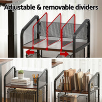 Artiss Mobile File Cabinet Rolling with Locking Wheels Wood Top Compact Storage Organiser Black