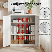 Artiss Steel Locker Cabinet Filing Mental Storage 3-Point Lock Adjustable Shelves White