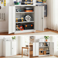 Artiss Steel Locker Cabinet Filing Mental Storage 3-Point Lock Adjustable Shelves White
