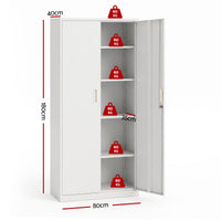 Astiss 180cm Steel Locker Cabinet Mental Storage 4 Adjustable Shelves