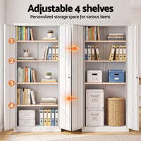 Astiss 180cm Steel Locker Cabinet Mental Storage 4 Adjustable Shelves