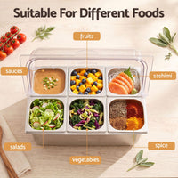 5-Star Chef 6 Pan Food Serving Display Stainless Steel Cooler Platter with Clear Roll Top Cover
