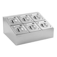 5-Star Chef 6 Pan Food Serving Display Container Stainless Steel Food Container Lids