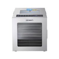 Devanti 10 Trays Food Dehydrator Stainless Steel Visible Glass Door 850W