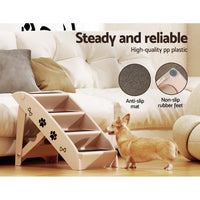 Dog Ramp Steps For Bed Sofa Car Pet Stairs Ladder Portable Foldable Beige