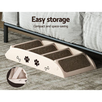 Dog Ramp Steps For Bed Sofa Car Pet Stairs Ladder Portable Foldable Beige