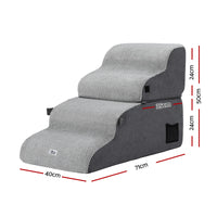 i.Pet Dog Stairs and Bed 2-in-1 Sofa Car Foam Non-Slip Washable Pet Stairs Indoor Grey