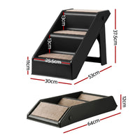 i.Pet Dog Ramp 3 Steps Pet Stairs For Bed Sofa Car Foldable Portable Ladder Black