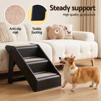 i.Pet Dog Ramp 3 Steps Pet Stairs For Bed Sofa Car Foldable Portable Ladder Black