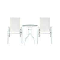 Gardeon 3PC Outdoor Bistro Set Table and Chairs Stackable Patio Furniture White