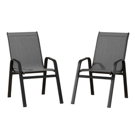 Gardeon 2PC Outdoor Dining Chairs Stackable Lounge Chair Patio Furniture Grey