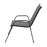 Gardeon 2PC Outdoor Dining Chairs Stackable Lounge Chair Patio Furniture Black