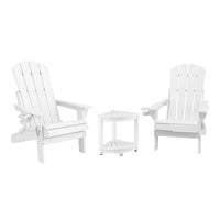 Gardeon Outdoor Table and Chairs HDPE Folding Adirondack Beach Chair Patio Furniture White