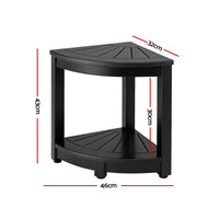 Gardeon Outdoor Coffee Side Table HDPE Desk Corner Shower Stool Bench Seat with Storage Shelf Black