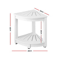 Gardeon Outdoor Coffee Side Table HDPE Desk Corner Shower Stool Bench Seat with Storage Shelf White