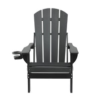 Gardeon Outdoor Chairs Folding Adirondack Beach Chair HDPE Sun Lounge Patio Furniture Garden Black