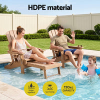 Gardeon Folding Sun Lounger Adirondack Chair Outdoor Lounge Setting HDPE Recliner Footrest Khaki