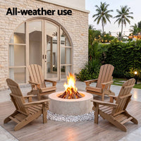 Gardeon Folding Sun Lounger Adirondack Chair Outdoor Lounge Setting HDPE Recliner Footrest Khaki