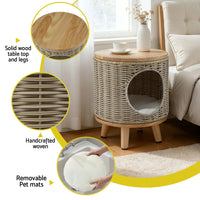 Gardeon Coffee Side Table Wicker Steel Desk Pet Bed Storage Outdoor Furniture