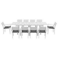 Gardeon Outdoor Dining Set 11PCS Aluminum Extendable Table and Chairs Patio Furniture White