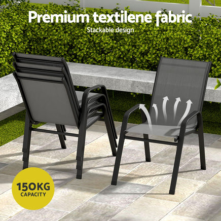 Gardeon 5PC Outdoor Dining Set Table and Chairs Patio Furniture Bistro Set Garden Grey