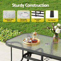 Gardeon 5PC Outdoor Dining Set Table and Chairs Patio Furniture Bistro Set Garden Grey