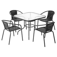 Outdoor Dining Set 5 Piece Steel Stackable Chairs Table Patio Furniture