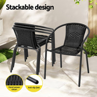 Outdoor Dining Set 5 Piece Steel Stackable Chairs Table Patio Furniture