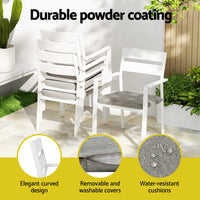 Outdoor Dining Set 7 Piece Aluminum Table Chairs Setting White