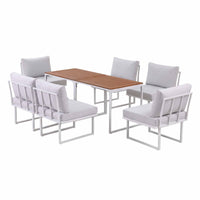 Gardeon 6 Seater Outdoor Dining Sofa Set Steel Frame Cushions White