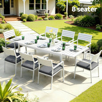 Gardeon Outdoor Dining Set 9PCS Aluminum Extendable Table Chairs Patio Furniture