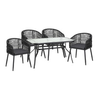 Gardeon 5PC Outdoor Dining Set Table and Chairs Garden Patio Furniture Bistro Set Black