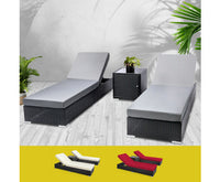 Outdoor Sun Lounge Wicker Lounger Setting Day Bed Chair Pool Furniture Rattan Sofa Cushion Garden Patio Grey Black