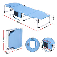 Gardeon Sun Lounger 5 Position Folding Tanning Chair with Face Hole Blue