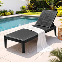 Gardeon Sun Lounge Adjustable Lounger Patio Outdoor Furniture Lightweight Black