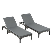 Gardeon 2PC Sun Lounger PE Rattan Recliners with Cup Holder Cushion Rain Cover